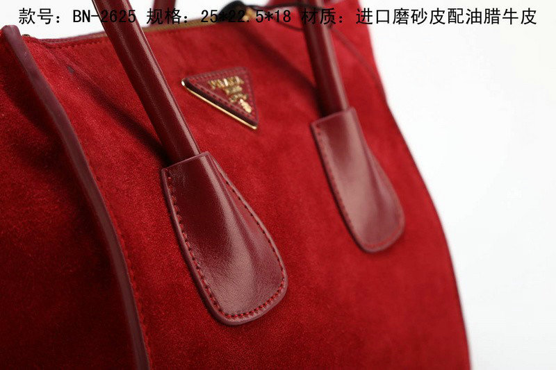 2014 Prada Suede Leather Tote Bag BN2625 darkred